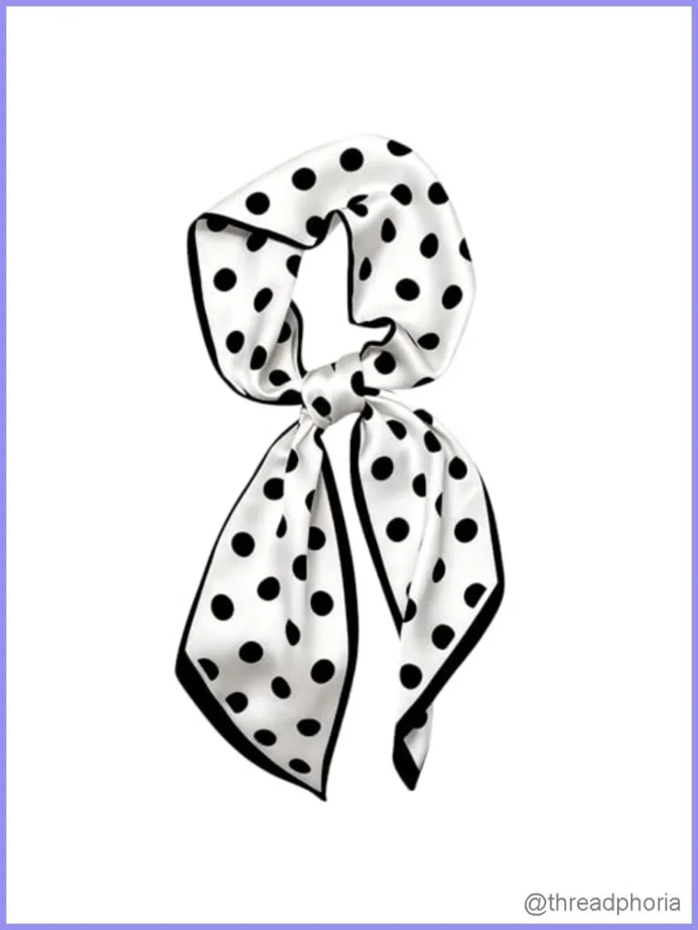 Women's Polka Dot Skinny Scarf Long Versatile Bandana Bag Accessory